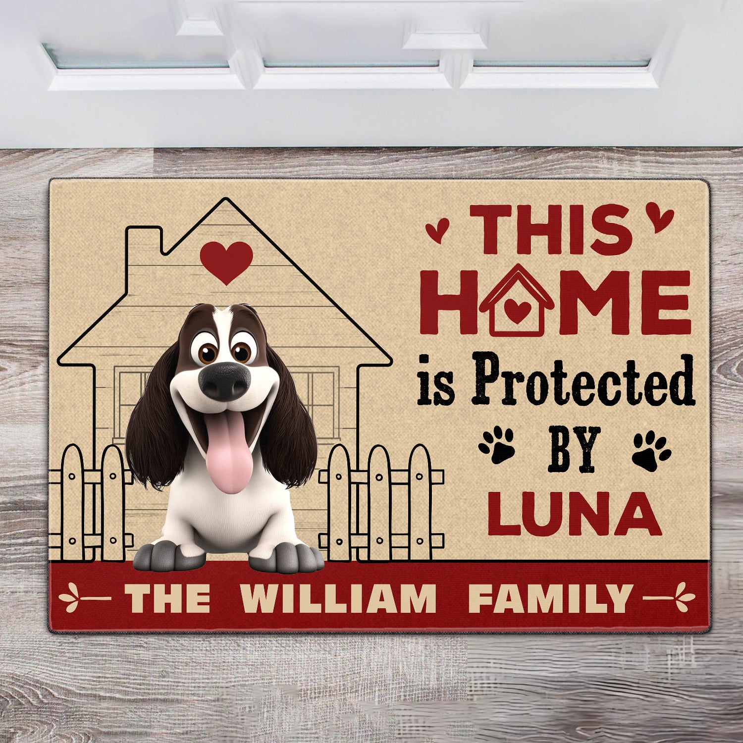 This Home is Protected by - Dog Personalized Custom Home Decor Decorative Mat - Gift For Pet Owners, Pet Lovers