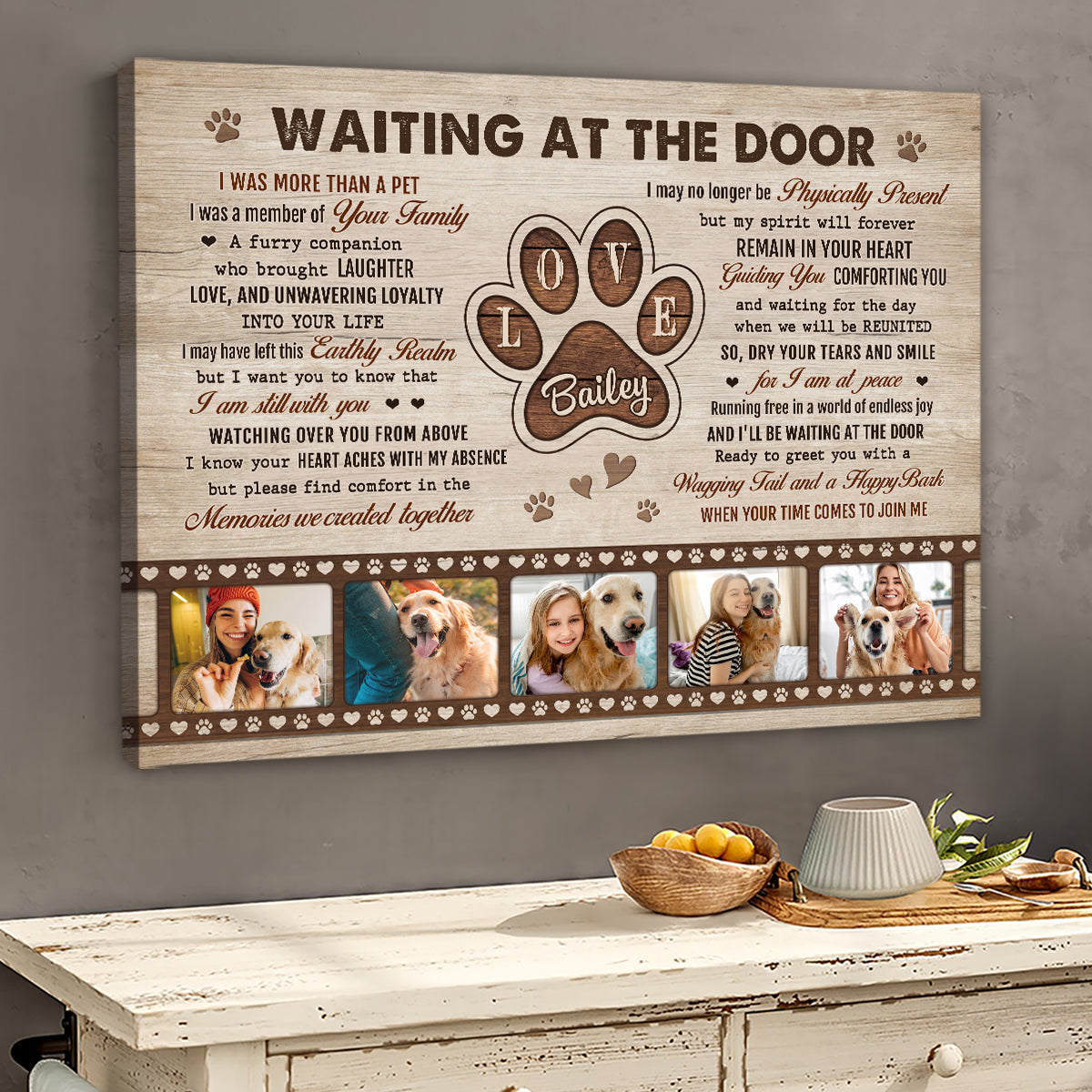Waiting at the Door - Personalized Dog Memorial Canvas - Custom Pet Remembrance Gift