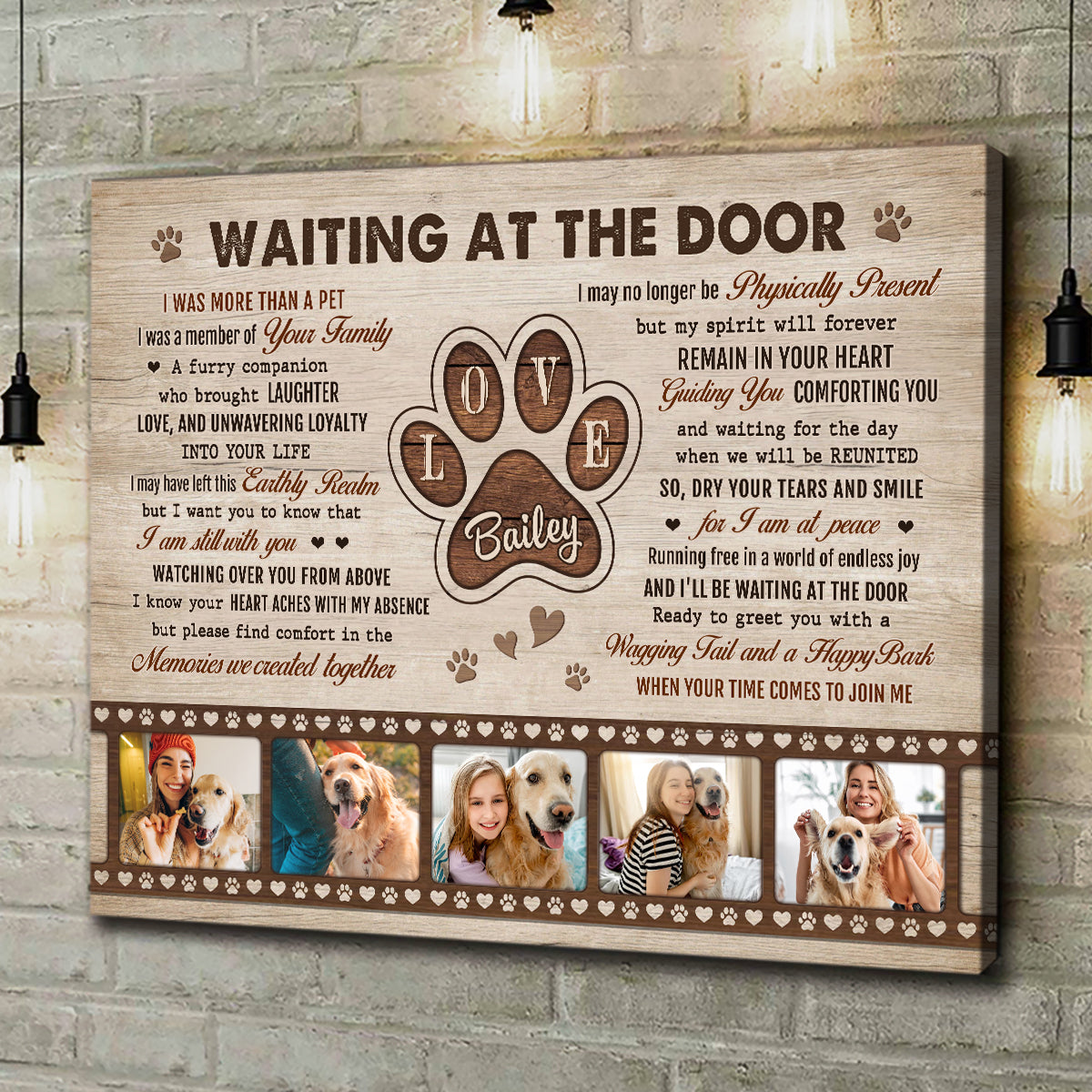 Waiting at the Door - Personalized Dog Memorial Canvas - Custom Pet Remembrance Gift
