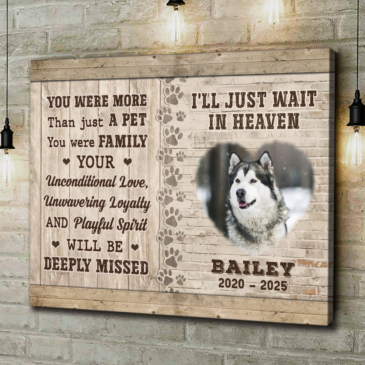 I'll Just Wait in Heaven - Personalized Dog Memorial Canvas - Custom Pet Remembrance Gift