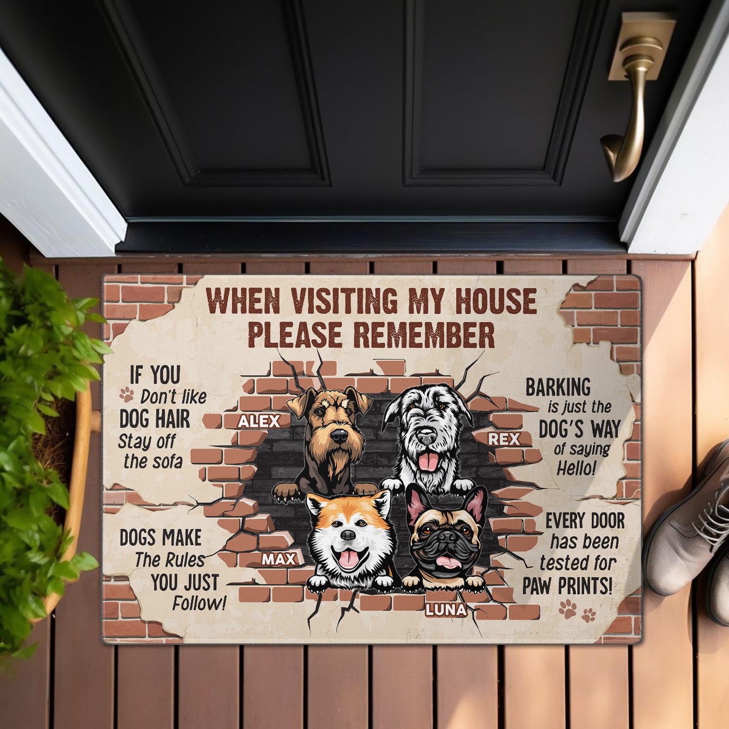 When Visiting My House Please Remember - Dog Personalized Custom Home Decor Decorative Mat - House Warming Gift For Pet Owners, Pet Lovers