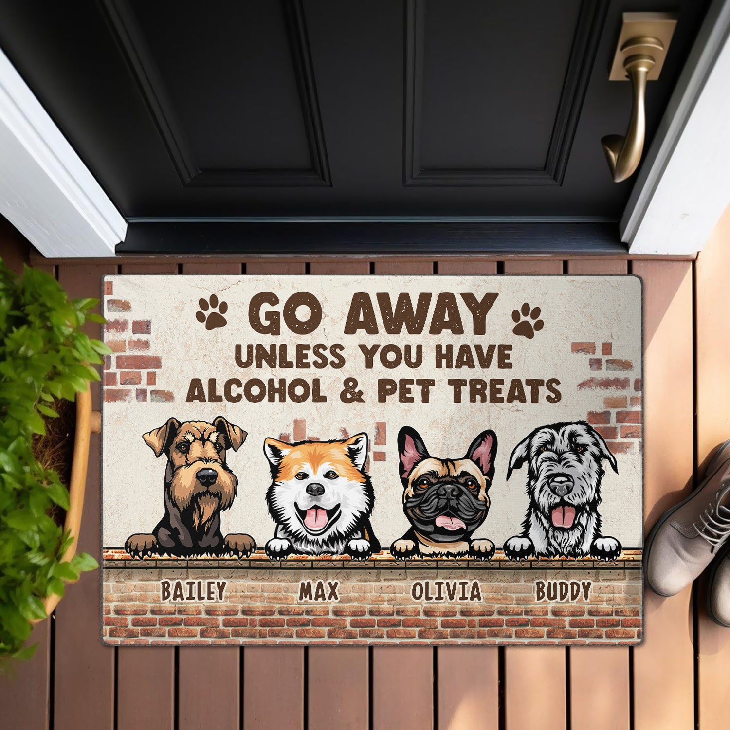 Go Away Unless You Have Beer And Dog Treats - Funny Personalized Dog Decorative Mat, Doormat
