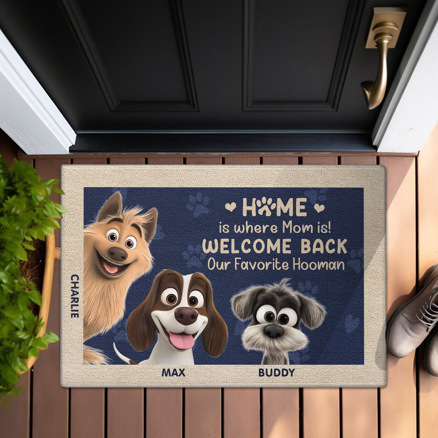 Mother's day Gift Welcome Back Hooman Personalized for Dogmom Doormat
