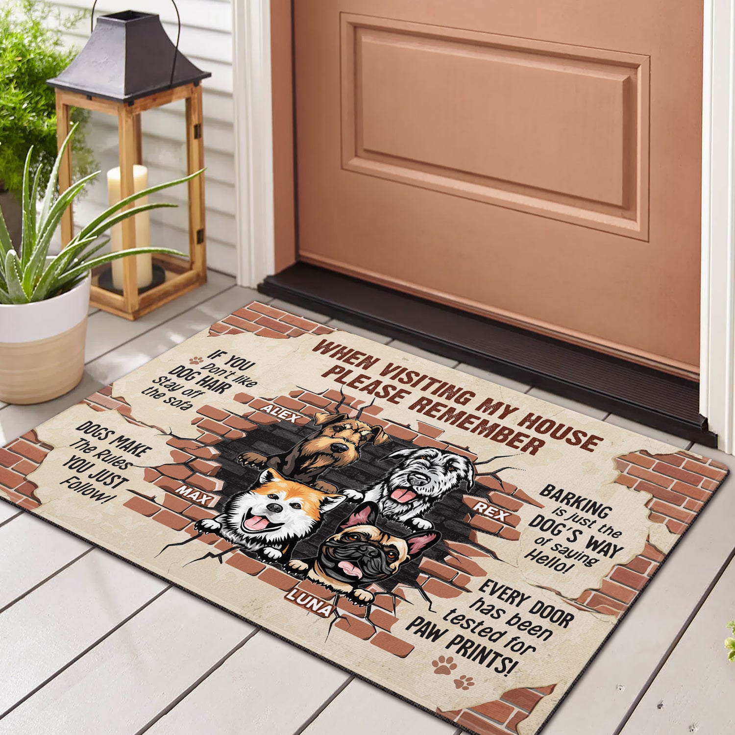 When Visiting My House Please Remember - Dog Personalized Custom Home Decor Decorative Mat - House Warming Gift For Pet Owners, Pet Lovers