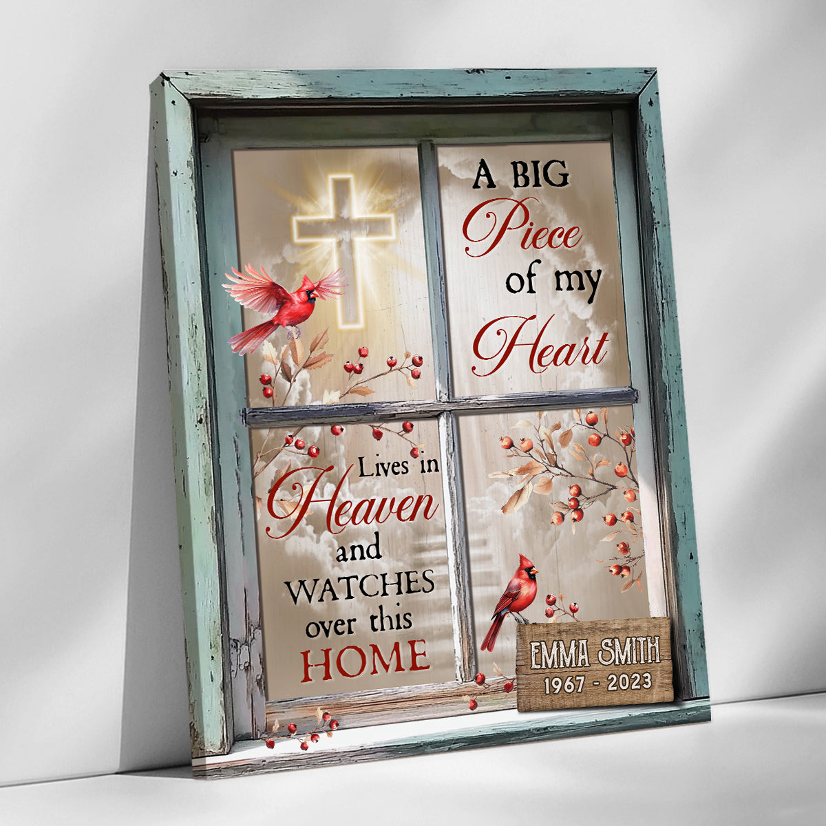 A Big Piece of My Heart - Personalized Memorial Gift For Loss Of Loved One Custom Name Canvas Print