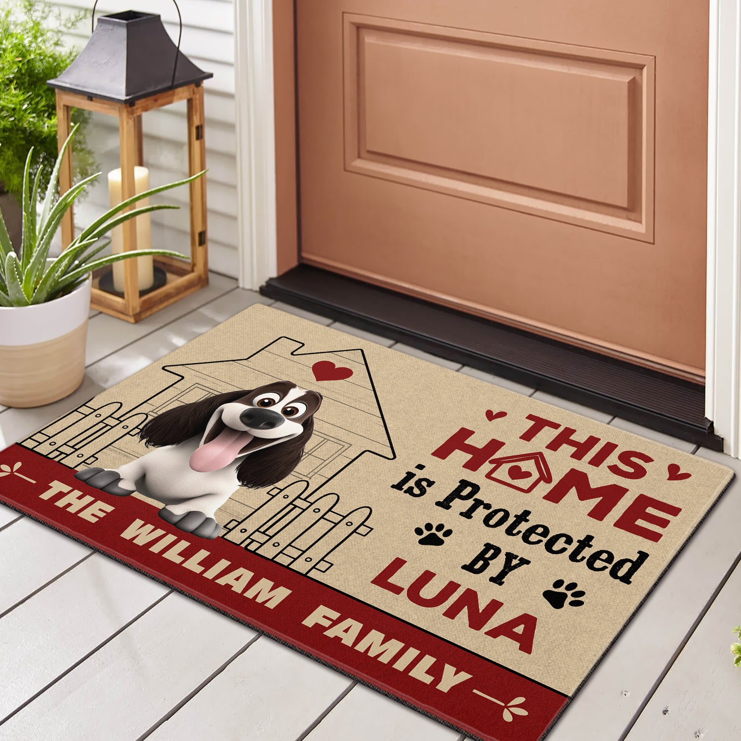 This Home is Protected by - Dog Personalized Custom Home Decor Decorative Mat - Gift For Pet Owners, Pet Lovers