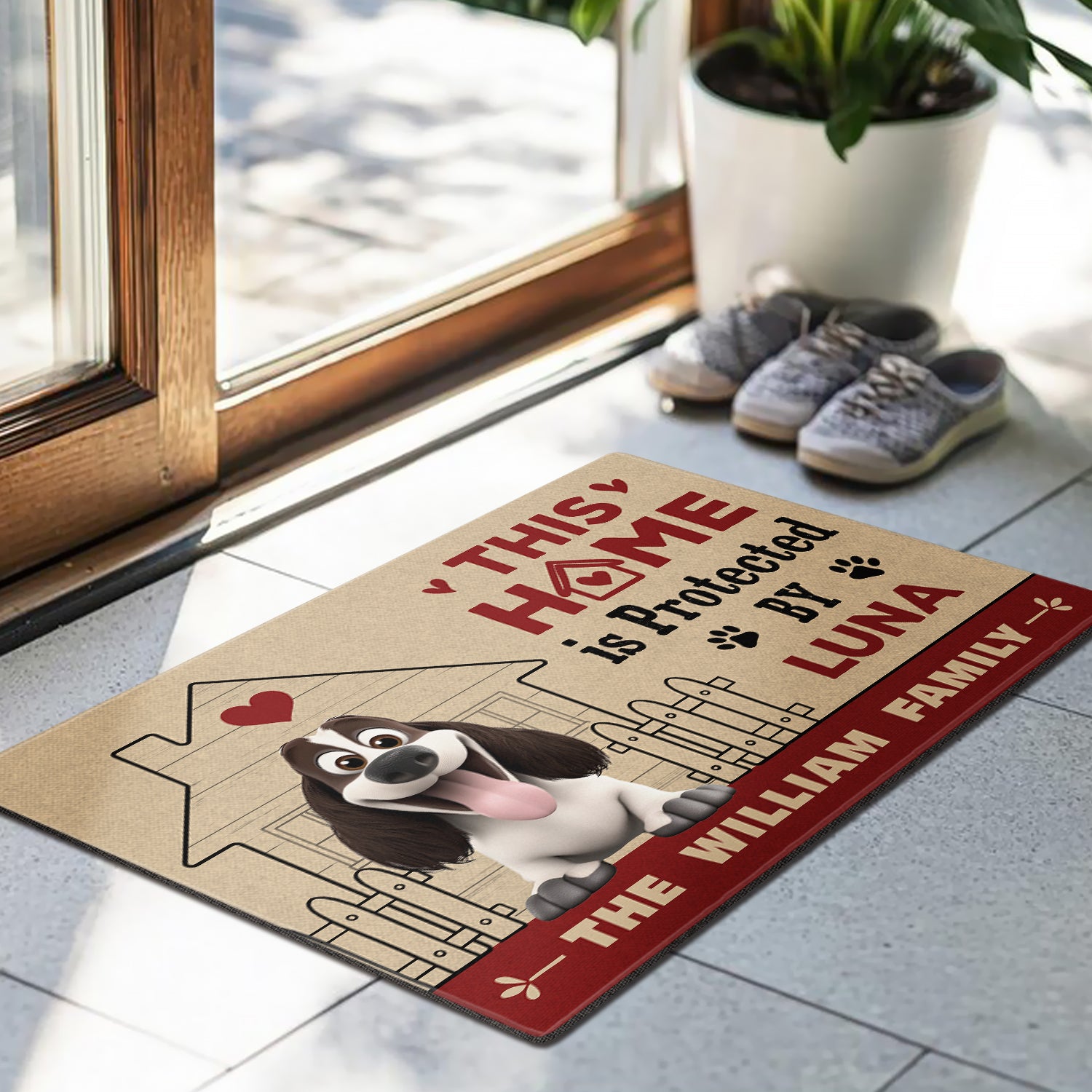 This Home is Protected by - Dog Personalized Custom Home Decor Decorative Mat - Gift For Pet Owners, Pet Lovers