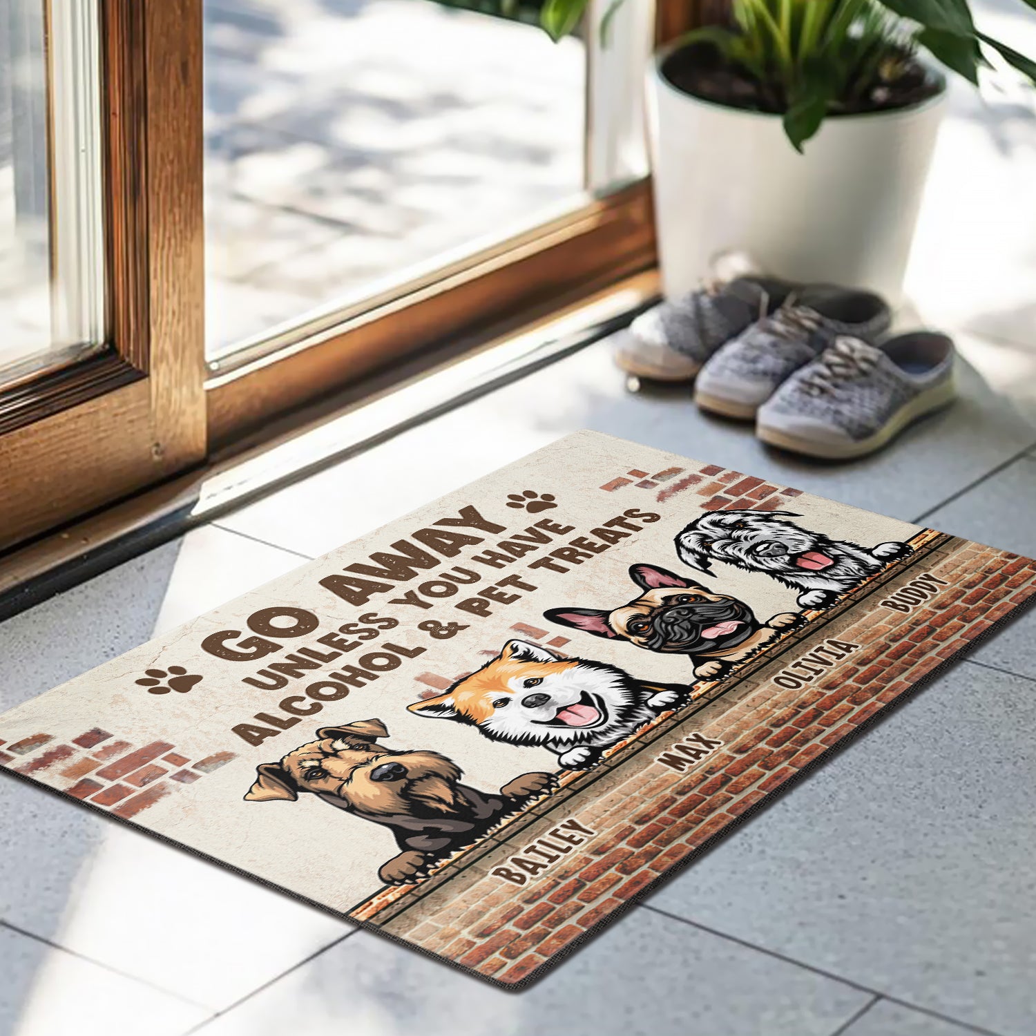 Go Away Unless You Have Beer And Dog Treats - Funny Personalized Dog Decorative Mat, Doormat
