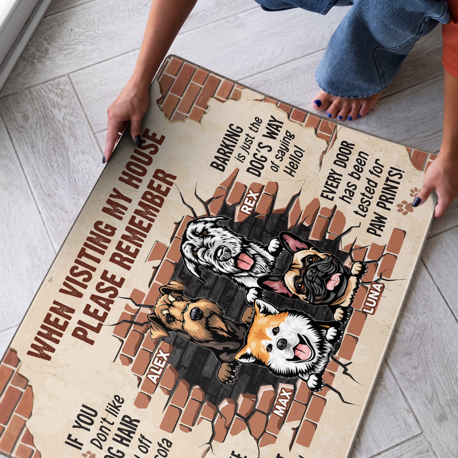 When Visiting My House Please Remember - Dog Personalized Custom Home Decor Decorative Mat - House Warming Gift For Pet Owners, Pet Lovers