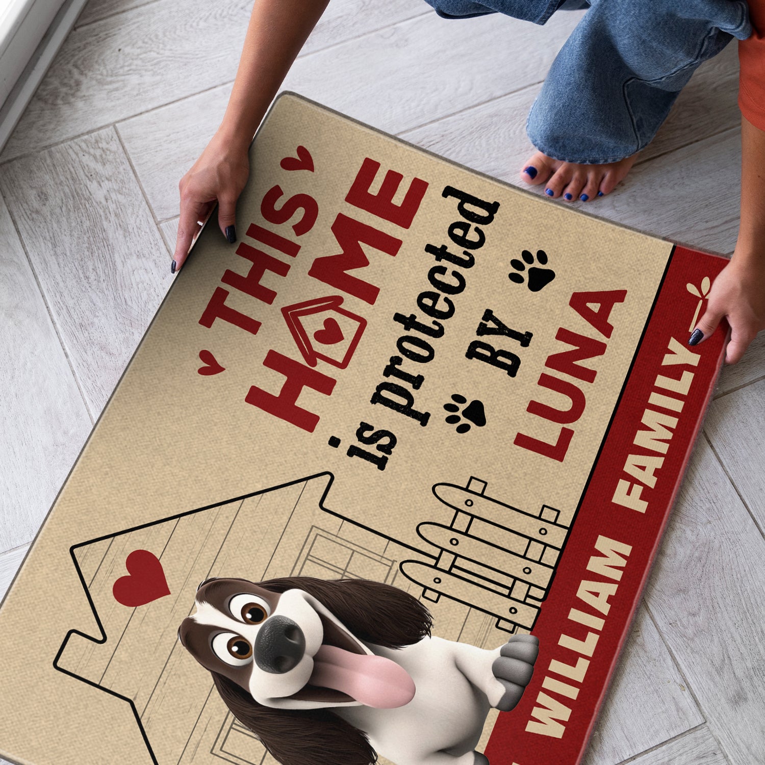 This Home is Protected by - Dog Personalized Custom Home Decor Decorative Mat - Gift For Pet Owners, Pet Lovers