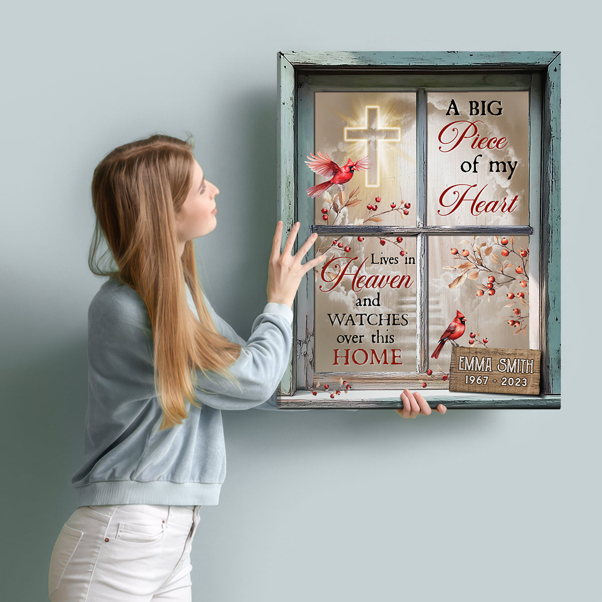 A Big Piece of My Heart - Personalized Memorial Gift For Loss Of Loved One Custom Name Canvas Print