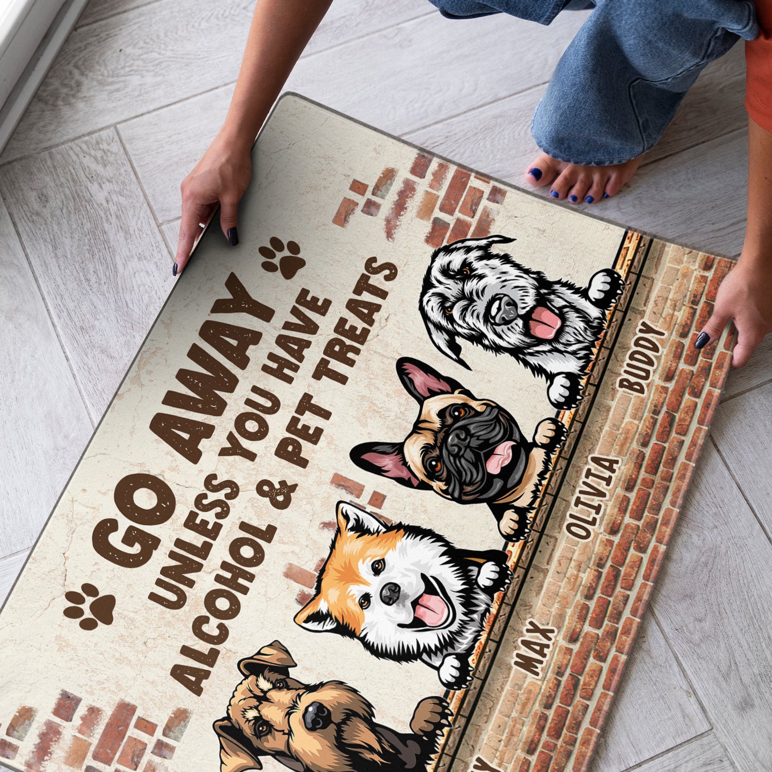 Go Away Unless You Have Beer And Dog Treats - Funny Personalized Dog Decorative Mat, Doormat