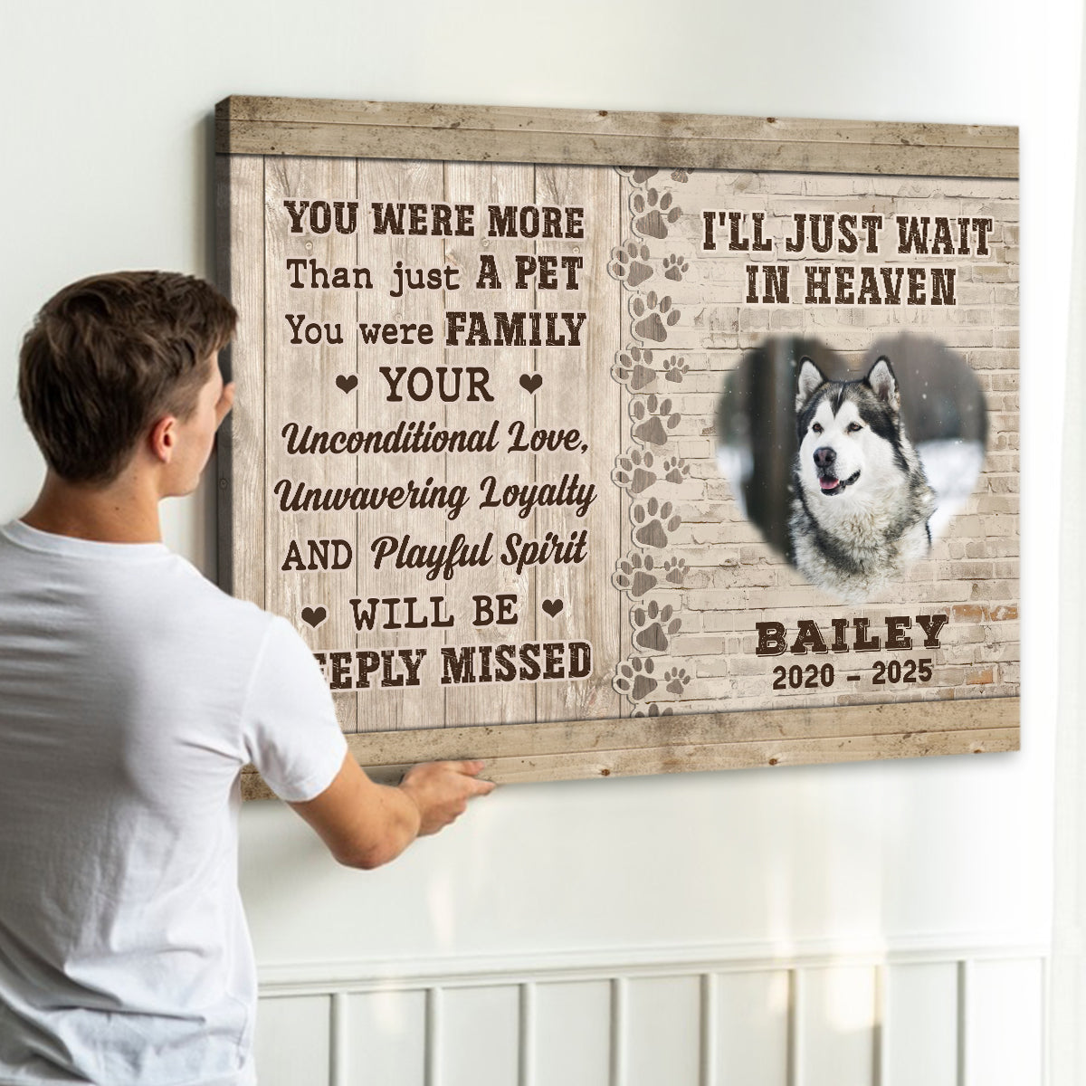 I'll Just Wait in Heaven - Personalized Dog Memorial Canvas - Custom Pet Remembrance Gift