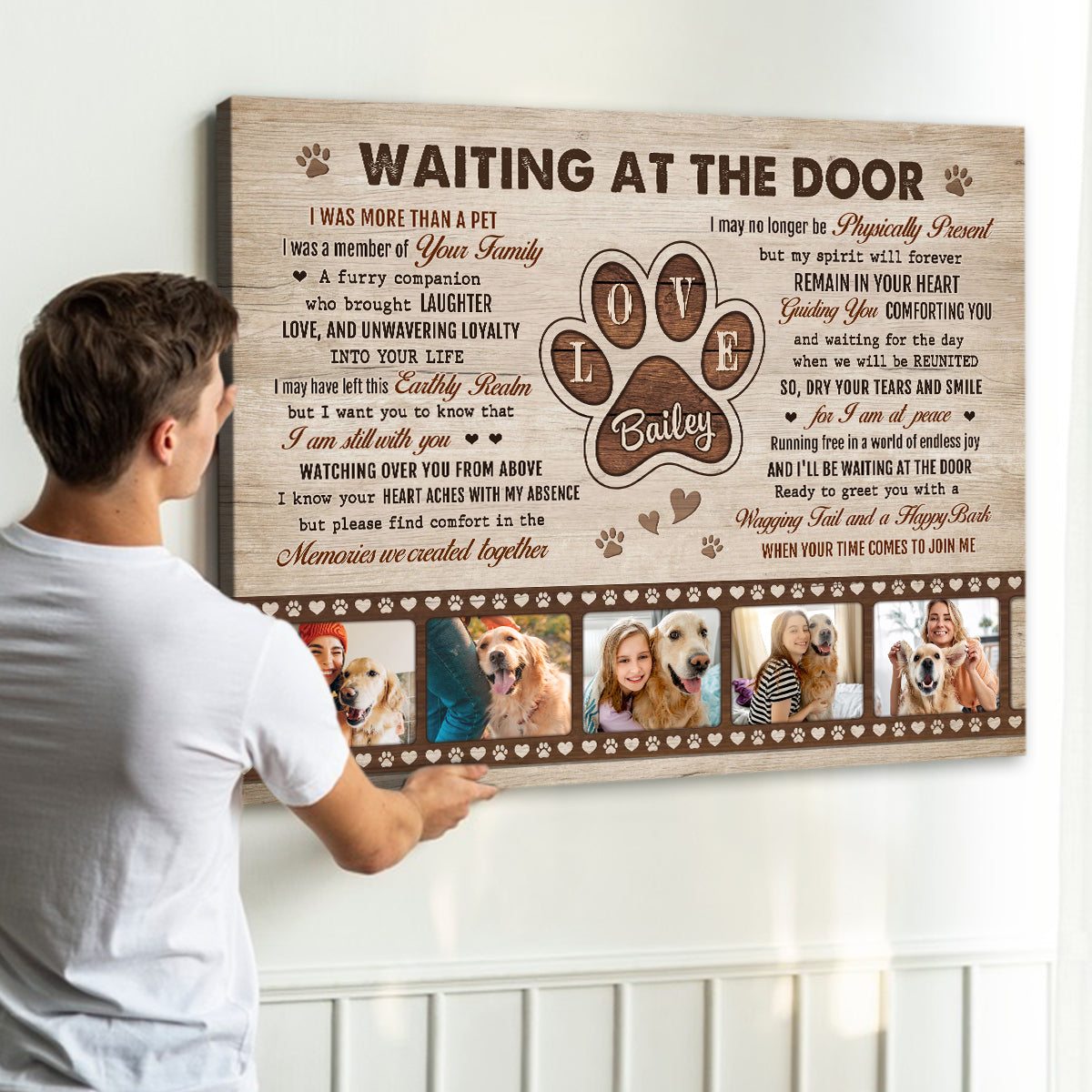 Waiting at the Door - Personalized Dog Memorial Canvas - Custom Pet Remembrance Gift