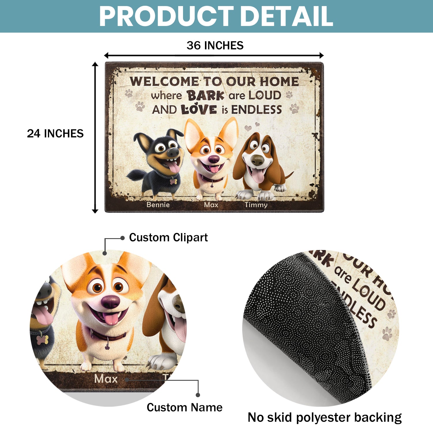 Mother's day Gift Loud Barks & Endless Love Personalized for Dogmom Doormat