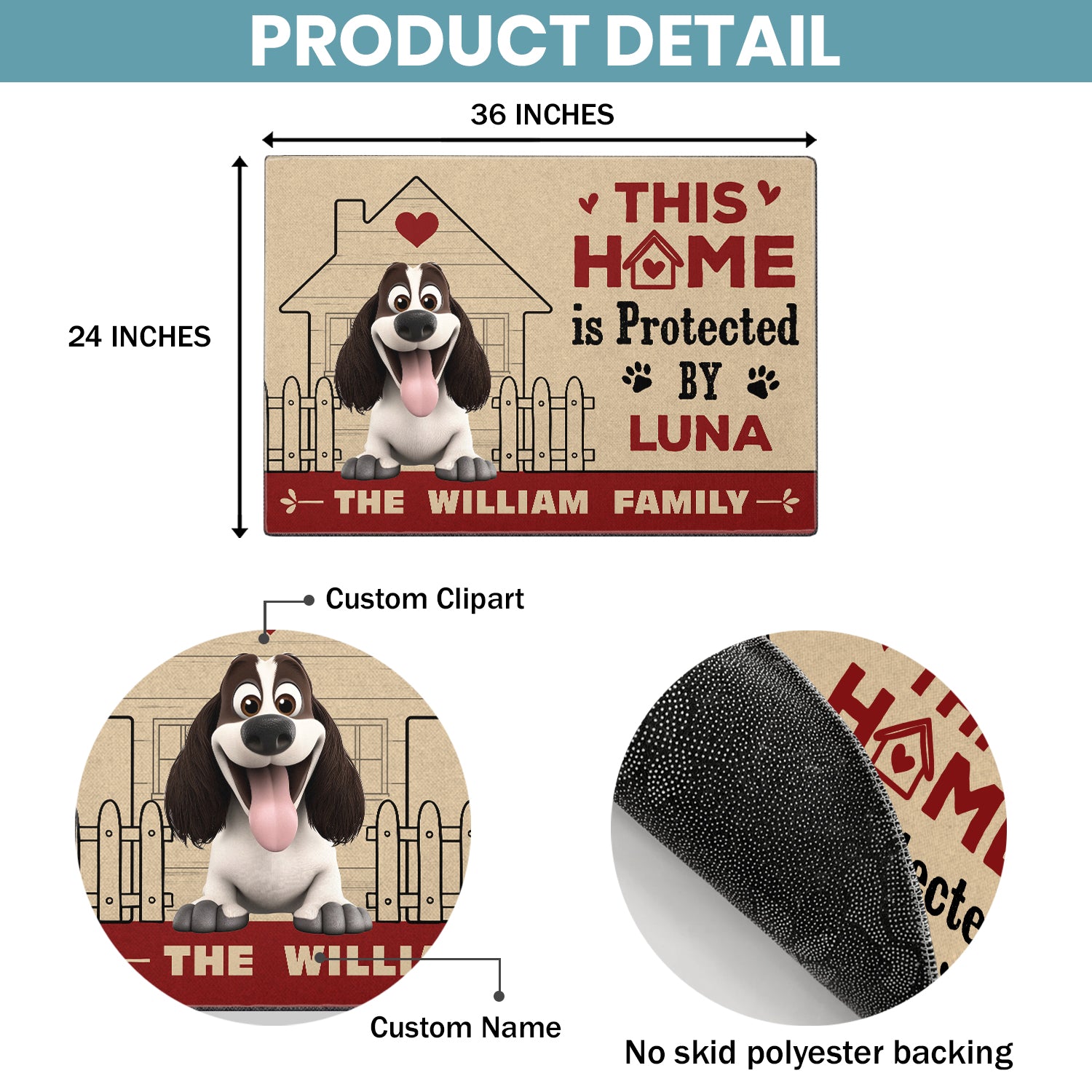 This Home is Protected by - Dog Personalized Custom Home Decor Decorative Mat - Gift For Pet Owners, Pet Lovers