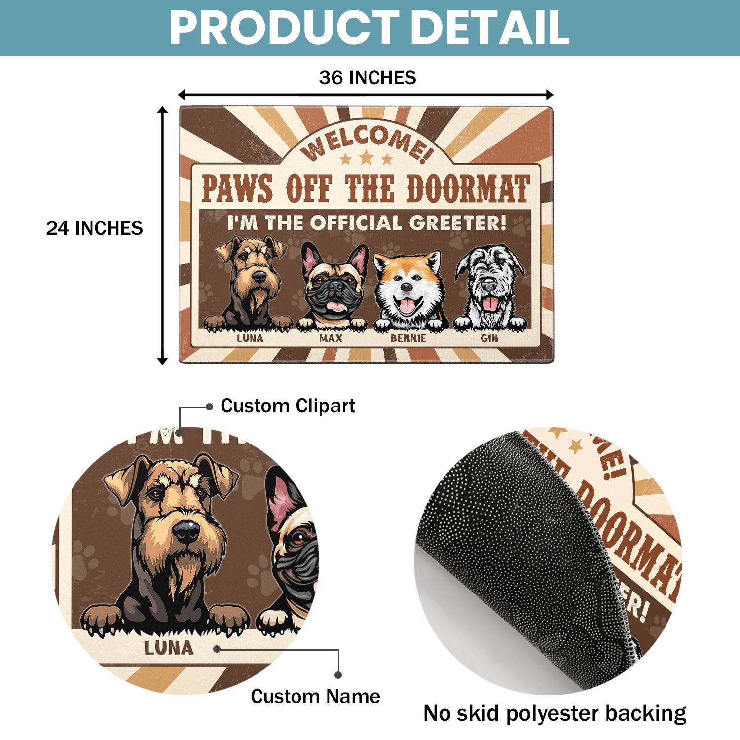 Paws Off the Doormat: I'm the Official Greeter! - Dog Personalized Custom Home Decor Decorative Mat - House Warming Gift For Pet Owners, Pet Lovers