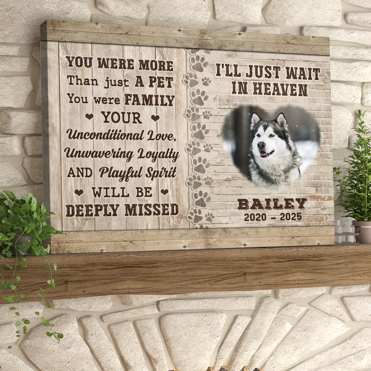 I'll Just Wait in Heaven - Personalized Dog Memorial Canvas - Custom Pet Remembrance Gift