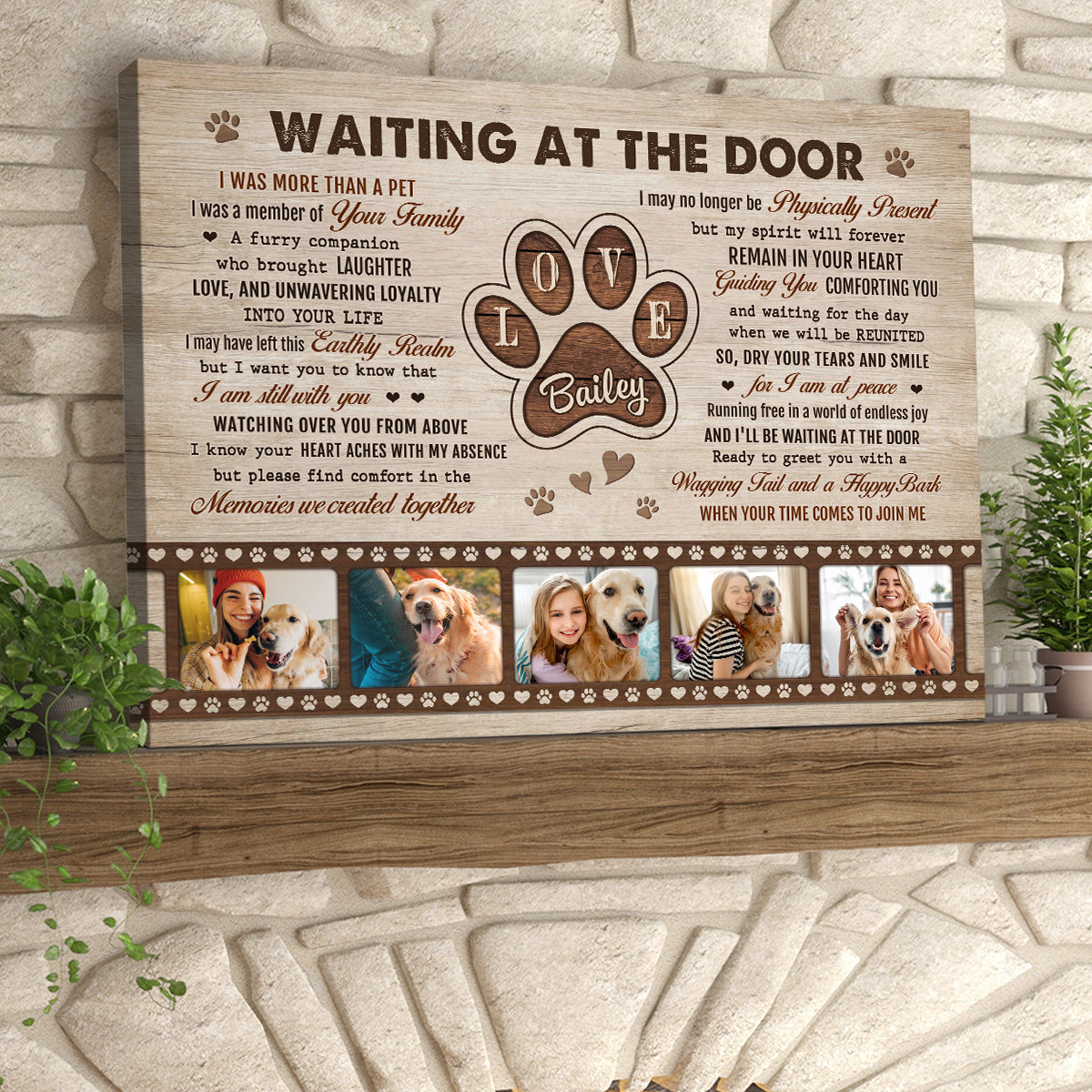 Waiting at the Door - Personalized Dog Memorial Canvas - Custom Pet Remembrance Gift
